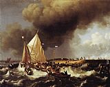 Ludolf Backhuysen Boats in a Storm painting